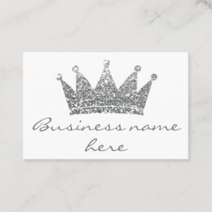 Business Cards - Silver Glitter Crown