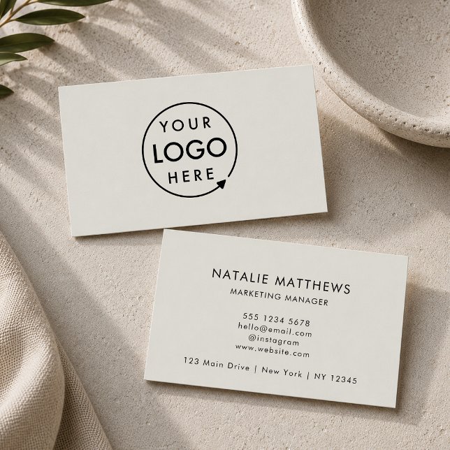 Business Cards | Simple Gray Custom Logo Card (Create a professional look with this simple horizontal gray business card design with your logo.)