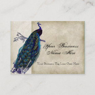 Business Cards - Teal Vintage Peacock 8 & Etchings