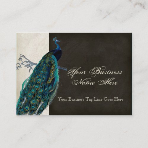 Business Cards - Teal Vintage Peacock 8 &amp; Etchings