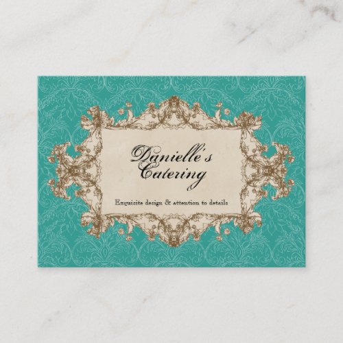 Business Cards - Teal Vintage Peacock &amp; Etchings