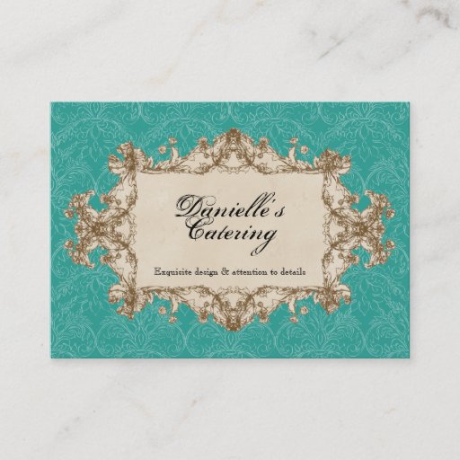 Customizable Business Cards - Teal Vintage Peacock &amp; Etchings