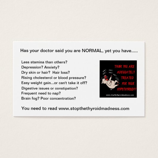 BUSINESS CARDS to PASS OUT - Stop Thyroid Madness (Front)