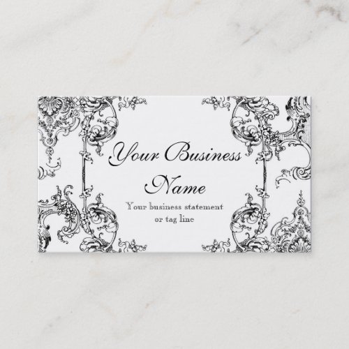 Business Cards _ Toile Damask Swirl Floral Baroque