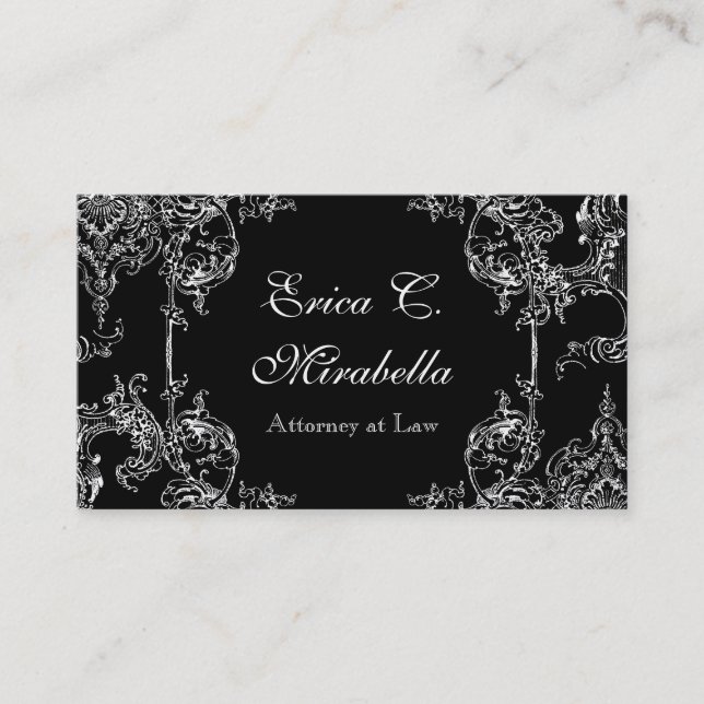 Business Cards - Toile Damask Swirl Floral Baroque (Front)