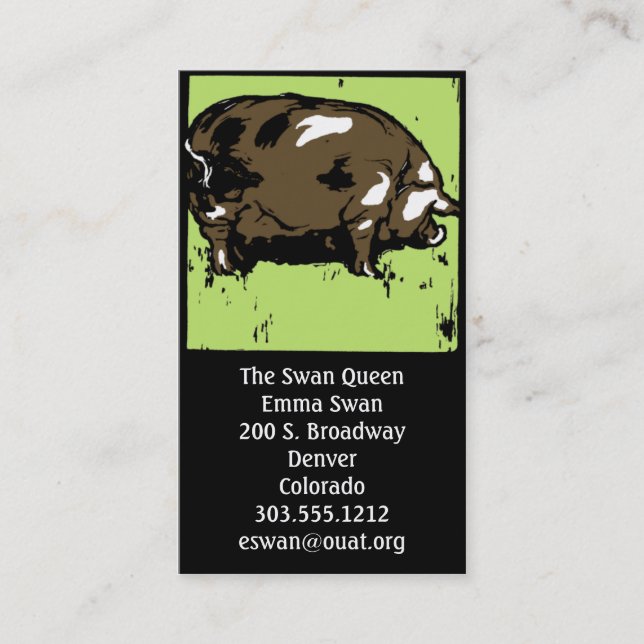 Business Cards Victorian Woodcut Pig or Hog (Front)