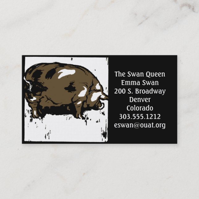 Business Cards Victorian Woodcut Pig or Hog (Front)