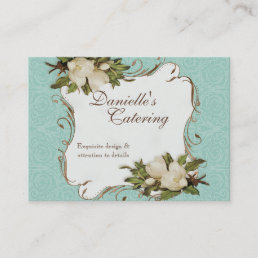 Business Cards - Vintage Magnolia Floral Damask