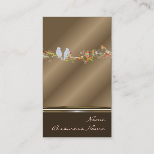 Business cards with love birds on cooper tone