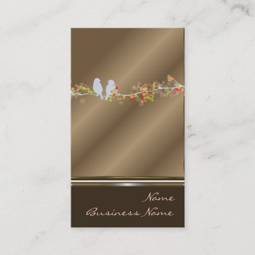 Customizable Business cards with love birds on cooper tone