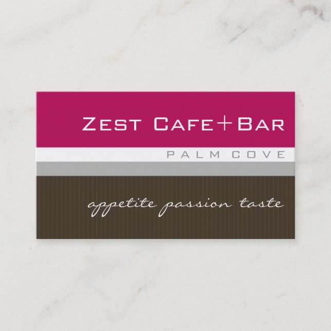 business cards > zest [hot pink+chocolate] (Front)
