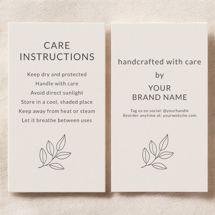 Business Care Instructions Blush Pink Small Business Card