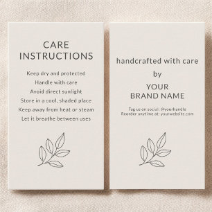 Business Care Instructions Blush Pink Small Card