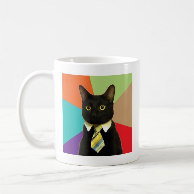 Business Cat Advice Animal Meme Coffee Mug (Left)