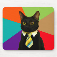 business cat - black cat mouse pad