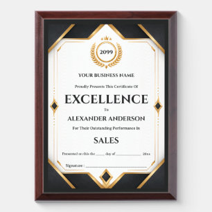 Business certificate editable gray gold white award plaque