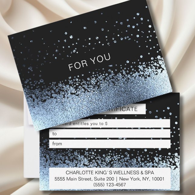 BUSINESS CERTIFICATE gift for you (BUSINESS GIFT CERTIFICATE Elegant, modern, blue-black glitter.)