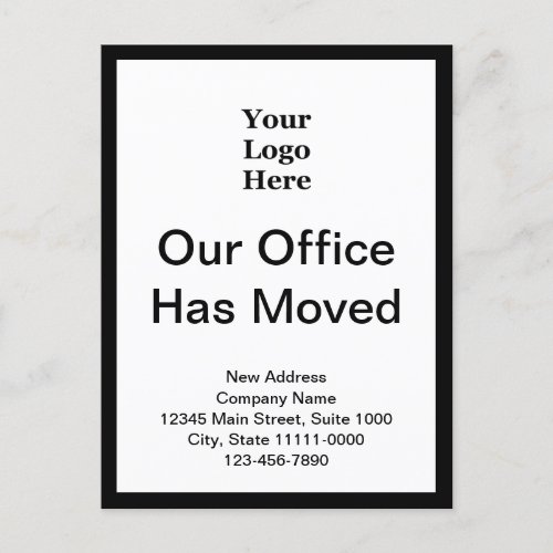 Business Change of Address Black and White 2_sided Postcard
