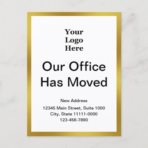 Business Change of Address Gold and White 2_sided Postcard
