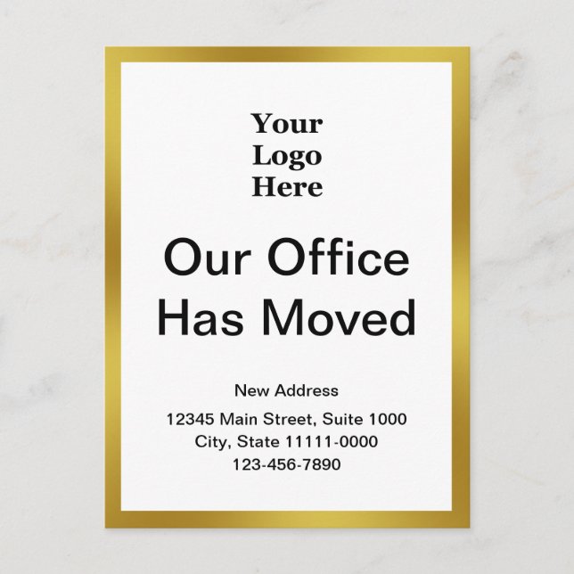Business Change of Address Gold and White 2-sided Postcard (Front)