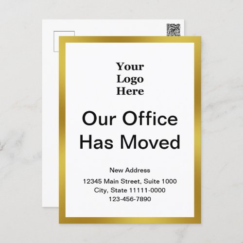Business Change of Address Gold and White Template Postcard