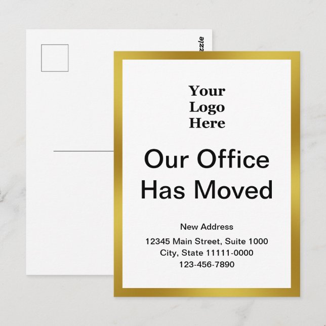 Business Change of Address Gold and White Template Postcard (Front/Back)