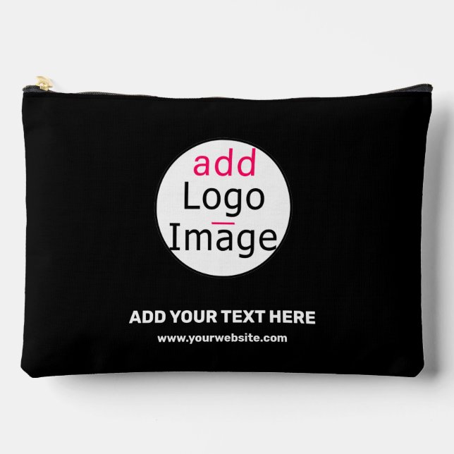 Business Chic Black Minimal Customizable  Accessory Pouch (Front)