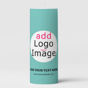 Business Chic Customizable Add Logo Fresh Mint Pillar Candle