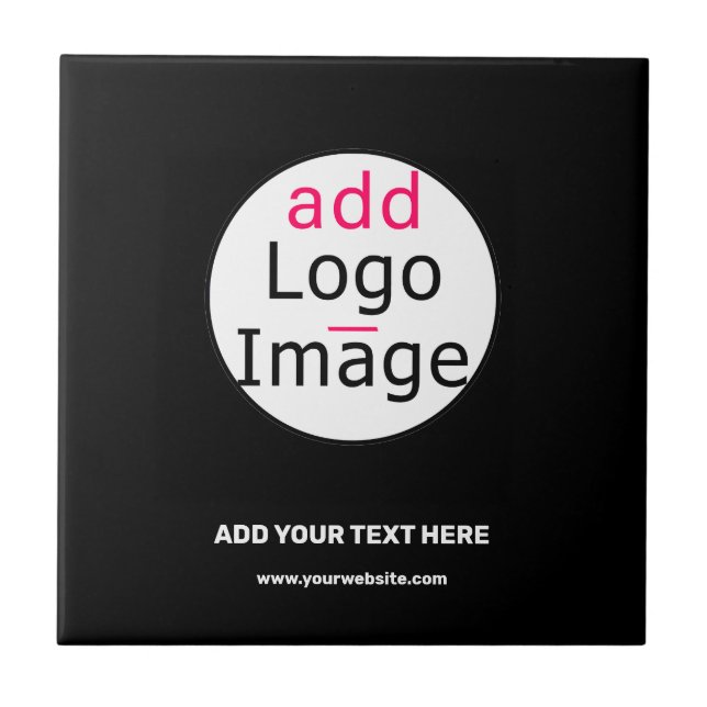 Business Chic Customizable Black White Minimal  Ceramic Tile (Front)