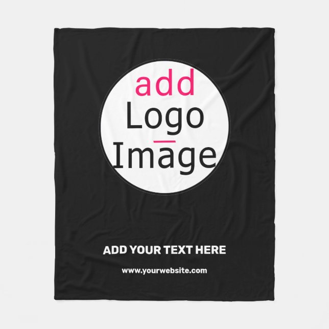Business Chic Customizable Black White Minimal Fleece Blanket (Front)