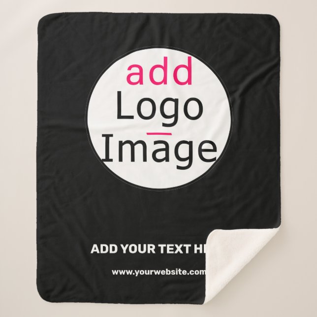 Business Chic Customizable Black White Minimal  Sherpa Blanket (Front)
