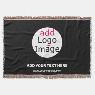 Business Chic Customizable Black White Minimal Throw Blanket