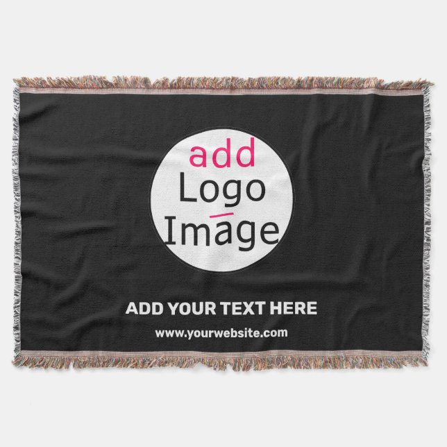 Business Chic Customizable Black White Minimal Throw Blanket (Front)