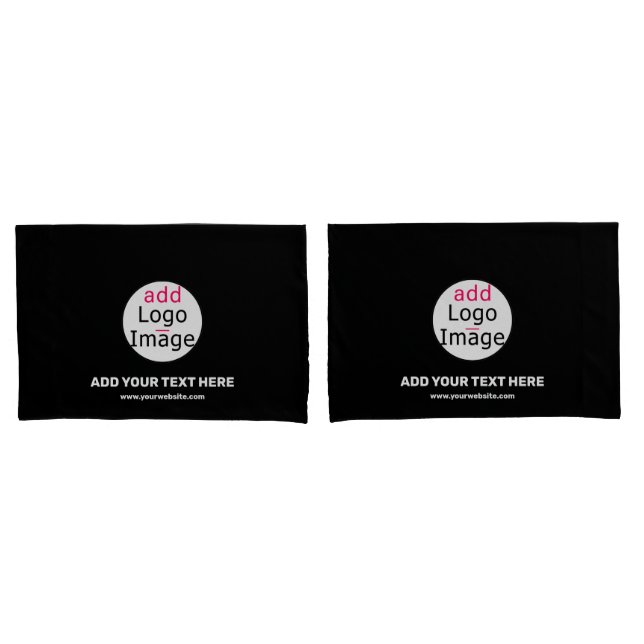 Business Chic Customizable Brand Black Pillow Case (Front-Set)