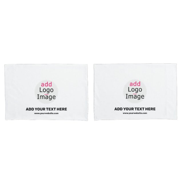 Business Chic Customizable Brand White Pillow Case (Front-Set)