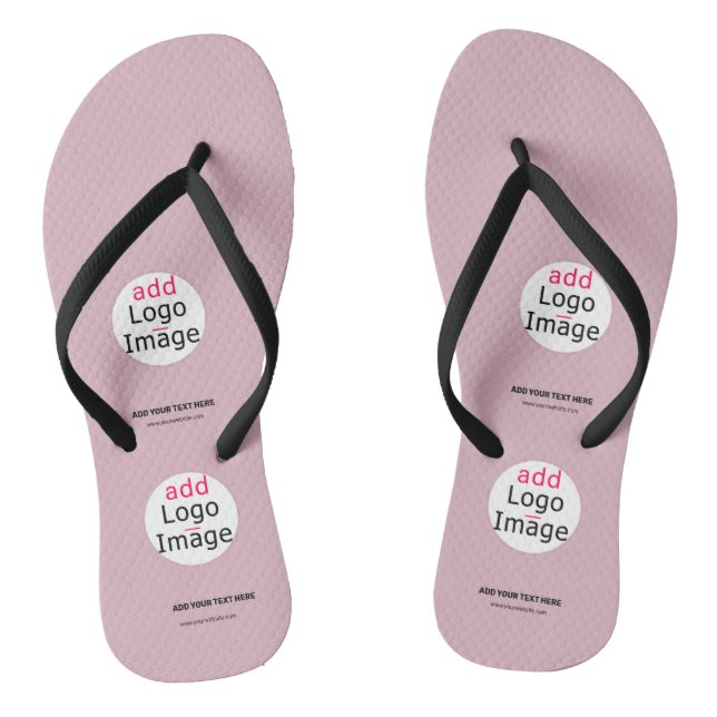 Business Chic Customizable Logo Dusty Rose Pink Flip Flops (Footbed)