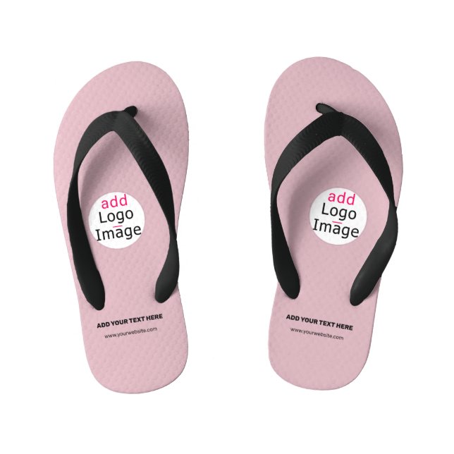 Business Chic Customizable Logo Dusty Rose Pink  Kid's Flip Flops (Footbed)