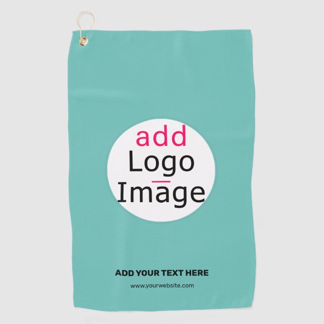 Business Chic Customizable Logo Fresh Mint Green Golf Towel (Front)