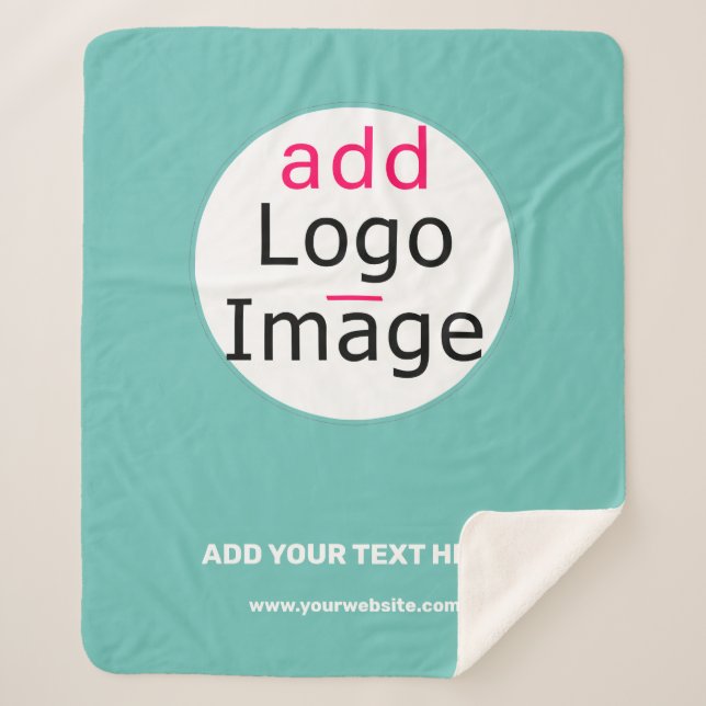 Business Chic Customizable Mint Green Minimal  Sherpa Blanket (Front)