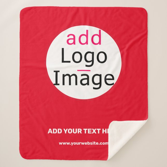 Business Chic Customizable Vivid Red Minimal  Sherpa Blanket (Front)