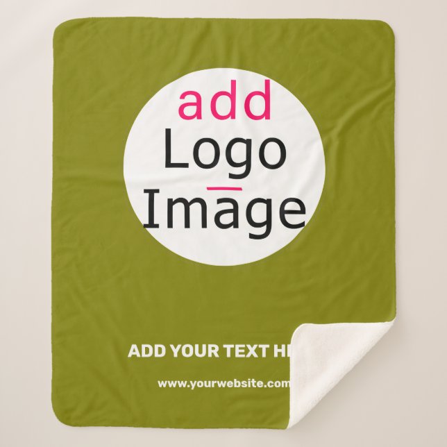 Business Chic Minimal Customizable Olive Green Sherpa Blanket (Front)