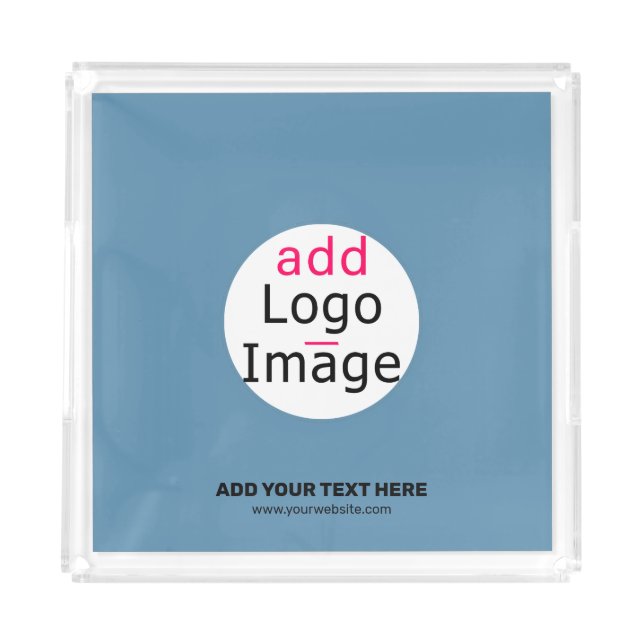 Business Chic Promo Customizable Dusty Blue Acrylic Tray (Front)
