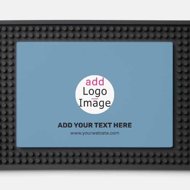 Business Chic Promo Customizable Dusty Blue Bar Mat (Front (Close Up))