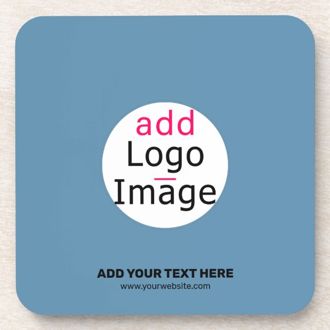 Business Chic Promo Customizable Dusty Blue  Beverage Coaster (Front)