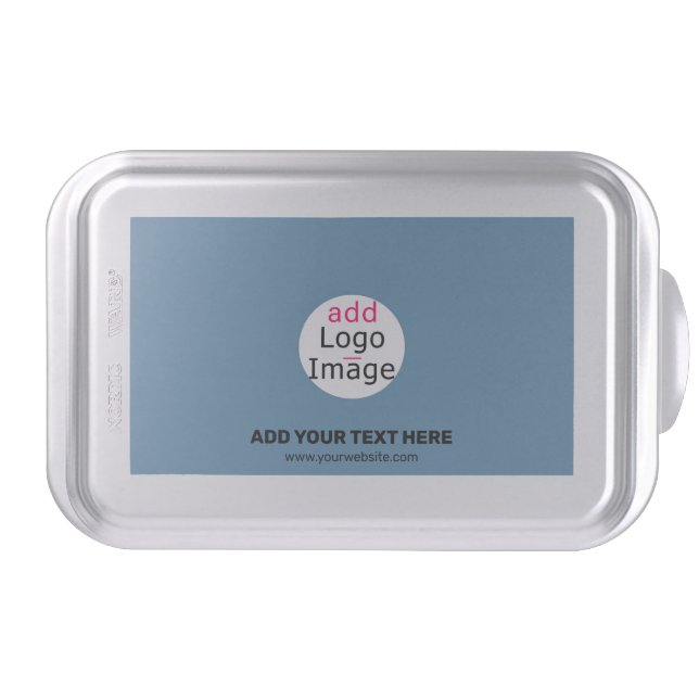 Business Chic Promo Customizable Dusty Blue Cake Pan (Front)