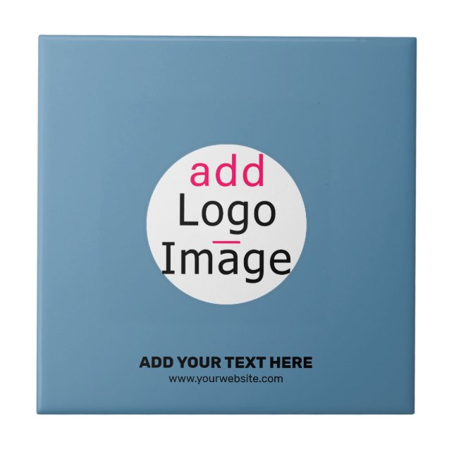 Business Chic Promo Customizable Dusty Blue Ceramic Tile (Front)
