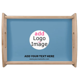 Business Chic Promo Customizable Dusty Blue Serving Tray
