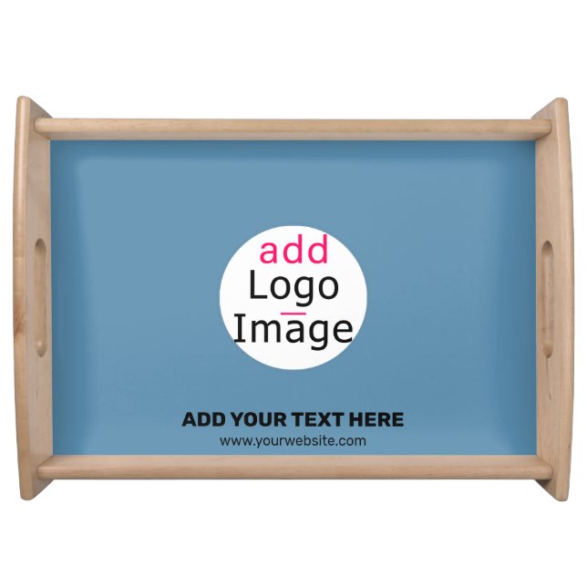 Business Chic Promo Customizable Dusty Blue Serving Tray (Front)