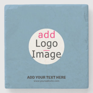 Business Chic Promo Customizable Dusty Blue Stone Coaster