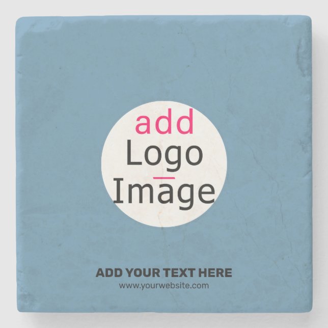 Business Chic Promo Customizable Dusty Blue Stone Coaster (Front)